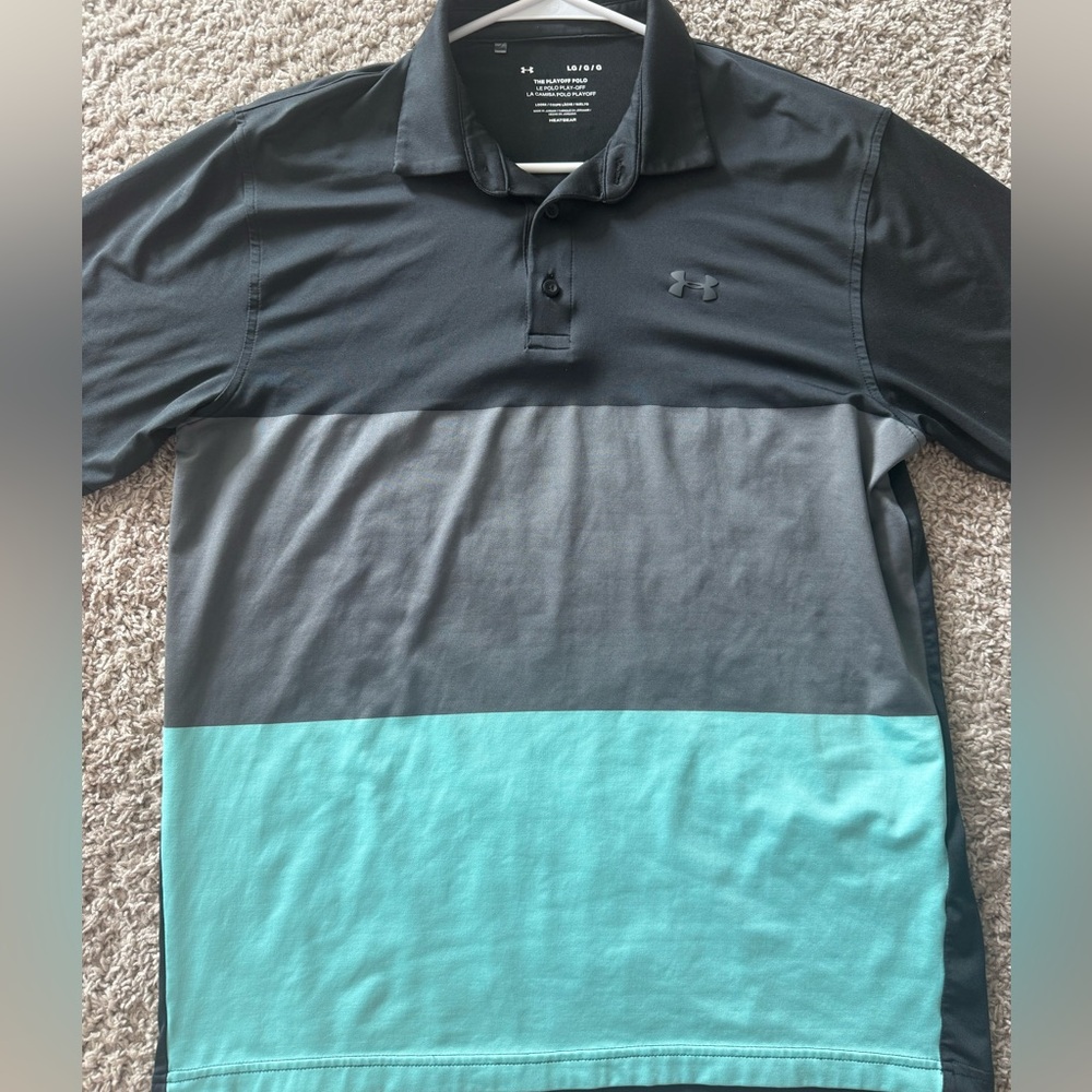 Under Armour Men's Polo Shirt - Black, Gray, and Blue